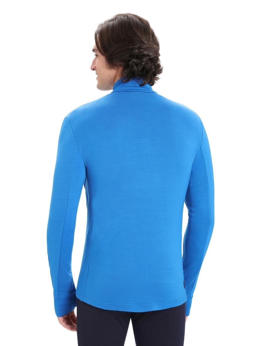 Icebreaker Merino Quantum III Long Sleeve Zip Férfi Kapucnis Pulóver Kék | HU 1262WNBY